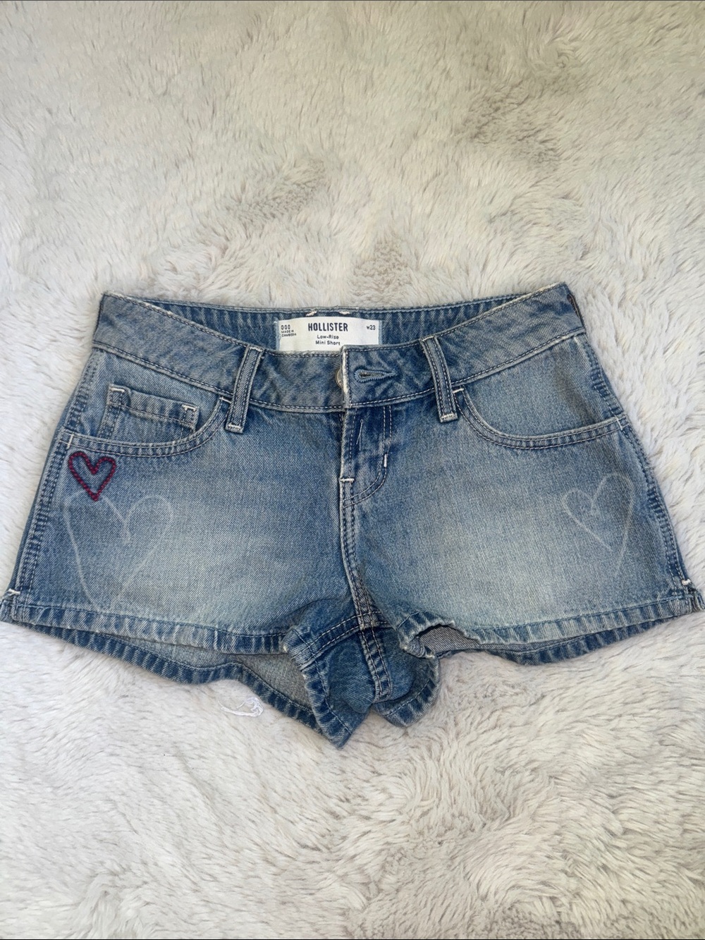 Hollister Washed Blue Denim with Heart Accents